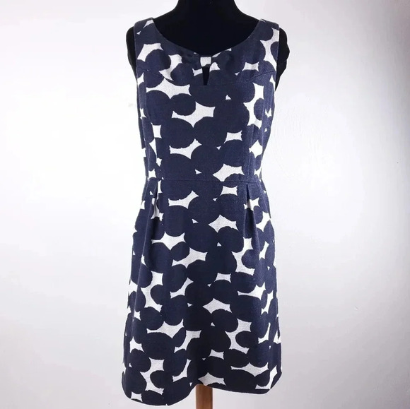 Loft Shift Dress Women's Size 6P Sleeveless Blue & White w/Pockets - Picture 1 of 13